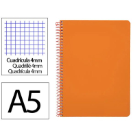 Cuaderno Espiral Cuarto Cuadrícula 4mm 90g (Tapa Dura) - Naranja 426699