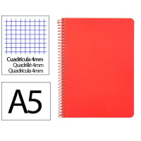 Cuaderno Espiral Cuarto Cuadrícula 4mm 90g (Tapa Dura) - Rojo 426700