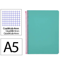 Cuaderno Espiral Cuarto Cuadrícula 4mm 90g (Tapa Dura) - Turquesa 426702