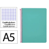 Cuaderno Espiral Cuarto Cuadrícula 4mm 90g (Tapa Dura) - Turquesa