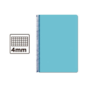 Cuaderno Espiral Folio Cuadrícula 4mm 60g (Tapa Blanda) - Celeste
