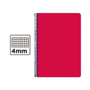 Cuaderno Espiral Folio Cuadrícula 4mm 60g (Tapa Blanda) - Rojo BF96 425963 - 1