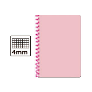Cuaderno Espiral Folio Cuadrícula 4mm 60g (Tapa Blanda) - Rosa