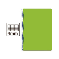 Cuaderno Espiral Folio Cuadrícula 4mm 60g (Tapa Blanda) - Verde BF99 425965