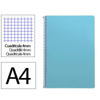 Cuaderno Espiral Folio Cuadrícula 4mm 75g (Tapa Blanda) - Celeste 426704