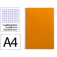 Cuaderno Espiral Folio Cuadrícula 4mm 75g (Tapa Blanda) - Naranja 426705