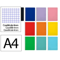 Cuaderno Espiral Folio Cuadrícula 4mm 75g (Tapa Blanda) - Surtido de colores 426710