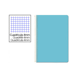 Cuaderno Espiral Folio Cuadrícula 4mm 75g (Tapa Dura) - Celeste BF32 425949 - 1