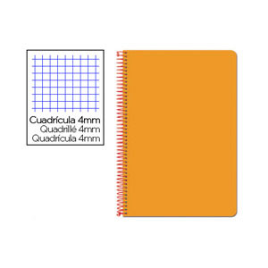 Cuaderno Espiral Folio Cuadrícula 4mm 75g (Tapa Dura) - Naranja BF36 425950 - 1