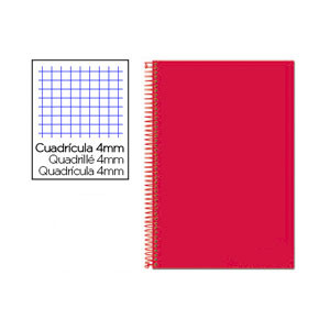 Cuaderno Espiral Folio Cuadrícula 4mm 75g (Tapa Dura) - Rojo BF34 425951 - 1