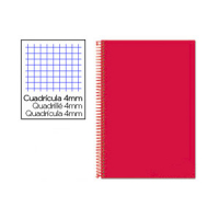 Cuaderno Espiral Folio Cuadrícula 4mm 75g (Tapa Dura) - Rojo BF34 425951