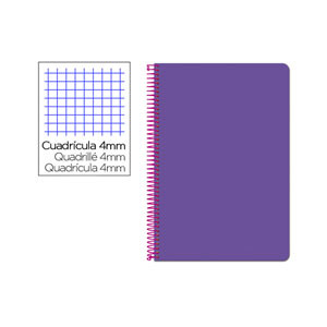 Cuaderno Espiral Folio Cuadrícula 4mm 75g (Tapa Dura) - Violeta BF37 425954 - 1