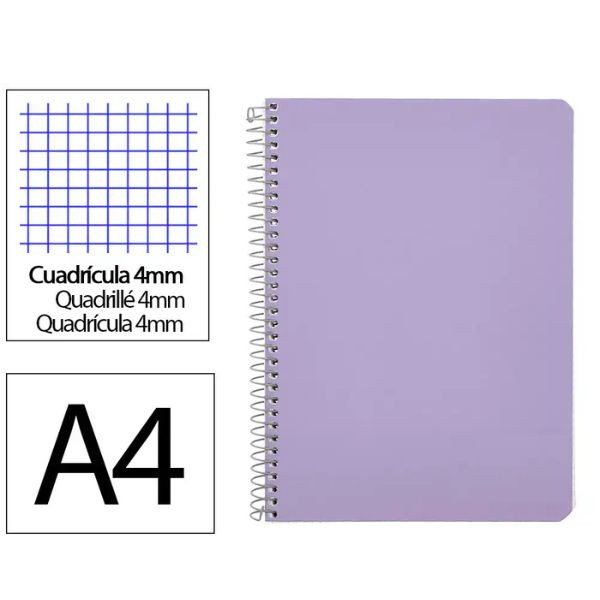 Cuaderno Espiral Folio Cuadrícula 4mm 90g (Tapa Dura) - morado 426695 - 1