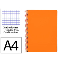 Cuaderno Espiral Folio Cuadrícula 4mm 90g (Tapa Dura) - naranja 426691
