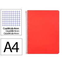 Cuaderno Espiral Folio Cuadrícula 4mm 90g (Tapa Dura) - rojo 426692