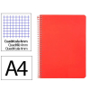 Cuaderno Espiral Folio Cuadrícula 4mm 90g (Tapa Dura) - rojo