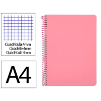 Cuaderno Espiral Folio Cuadrícula 4mm 90g (Tapa Dura) - rosa 426693