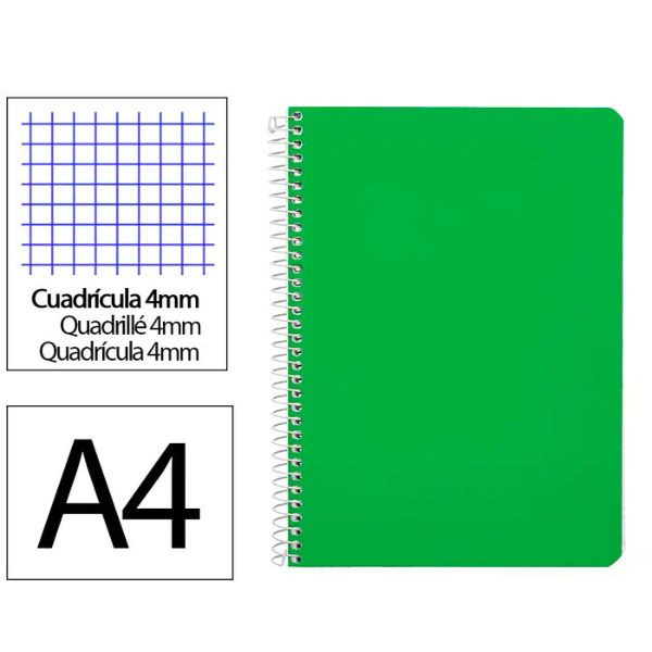 Cuaderno Espiral Folio Cuadrícula 4mm 90g (Tapa Dura) - verde 426694 - 1