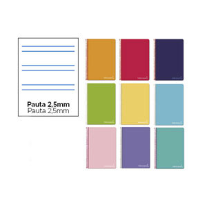 Cuaderno Espiral Folio Pautado 2.5mm 75g (Tapa Dura) - Surtido de colores  425038 - 1
