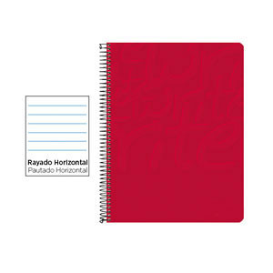 Cuaderno Espiral Folio Rayado Horizontal 60g (Tapa Blanda) - Rojo EW04 425976 - 1