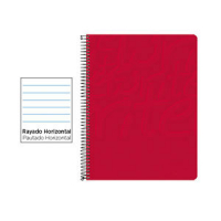 Cuaderno Espiral Folio Rayado Horizontal 60g (Tapa Blanda) - Rojo EW04 425976