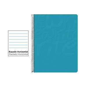 Cuaderno Espiral Folio Rayado Horizontal 60g (Tapa Blanda) - Turquesa EW06 425977 - 1