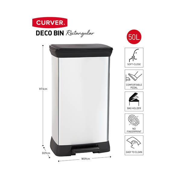 Curver Decobin Papelera rectangular (50 litros) 243885 - 2