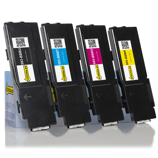 Dell 2660dn/2665dnf 593-BBBU, BBBT, BBBS, BBBR toners (marca 123tinta) | Pack negro + 3 colores 130175 - 1