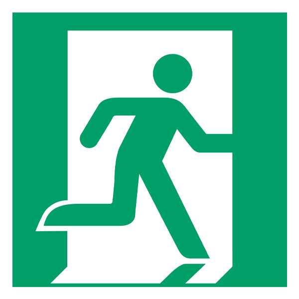 Señal de advertencia salida de emergencia (200 x 200 mm)