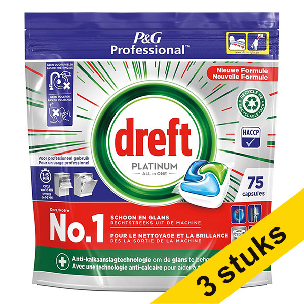 Pack Ahorro: 3x Dreft Professional All-in-One Platinum Regular Pastillas para lavavajillas (75 lavados) SDR06142 - 1