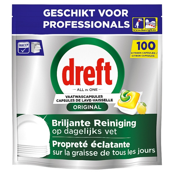 Dreft Professional All-in-One Pastillas para lavavajillas  Original aroma de limón (100 lavados) SDR08727 - 1