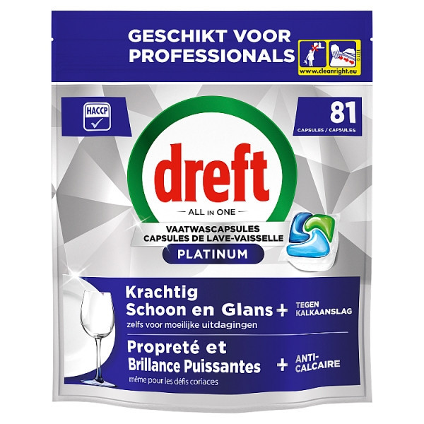 Dreft Professional All-in-One Platinum Pastillas para lavavajillas (81 lavados) SDR08729 - 1