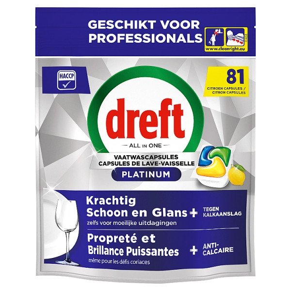 Dreft Professional All-in-One Platinum Pastillas para lavavajillas con aroma a limón (81 lavados) SDR08731 - 1