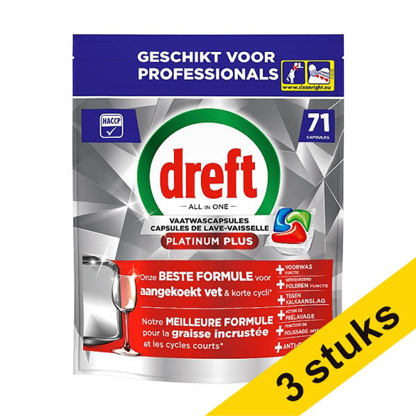 Dreft Professional All-in-One Platinum Plus Pastillas para lavavajillas (71 lavados) | Pack 3 uds SDR08734 - 1