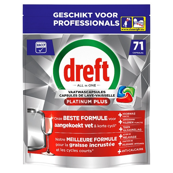 Dreft Professional All-in-One Platinum Plus Pastillas para lavavajillas (71 lavados) SDR08733 - 1