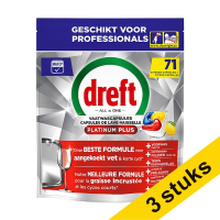 Dreft Professional All-in-One Platinum Plus Pastillas para lavavajillas sabor limón (71 lavados) | Pack 3 uds