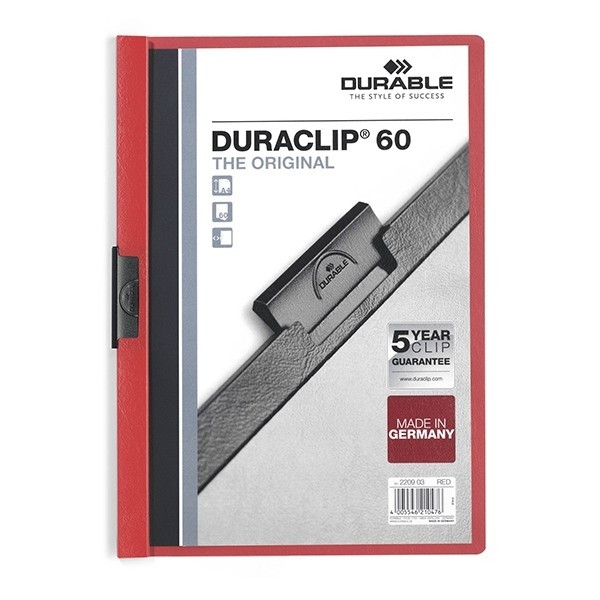 Durable Duraclip Portafolios rojo A4 para 60 páginas
