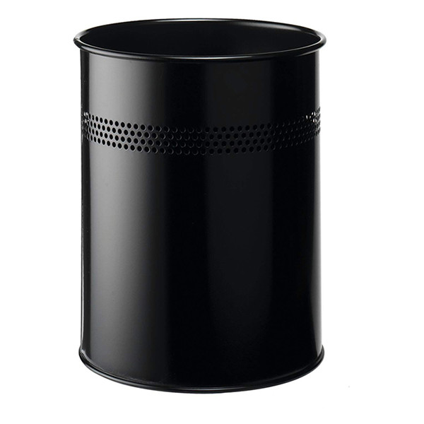 Durable Papelera metálica perforada y resistente (15 litros, negro) 310272 - 1