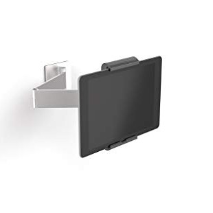 Durable soporte de pared para tableta con brazo plateado