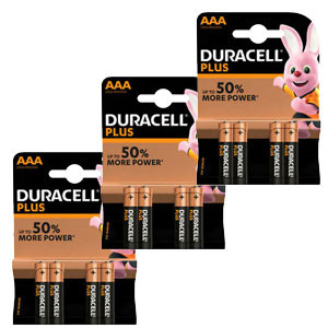 Duracell Pack x3: Duracell Plus AAA/LR03/MN2400 Pilas Alcalinas (4 unidades)  204552 - 1