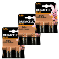 Duracell Pack x3: Duracell Plus AAA/LR03/MN2400 Pilas Alcalinas (4 unidades)  204552