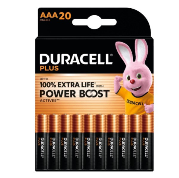 Duracell Plus Power Boost 100% Extra Life Pilas alcalinas AAA / MN2400 / LR03 (20 unidades) ADU00405 - 1