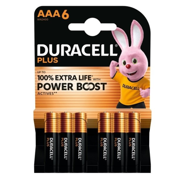 Duracell Plus Power Boost 100% Extra Life Pilas alcalinas AAA / MN2400 / LR03 (6 unidades)