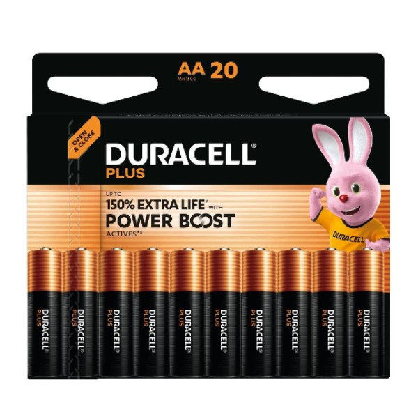 Duracell Plus Power Boost 150% Extra Life Pilas alcalinas AA / MN1500 / LR06 (20 unidades)