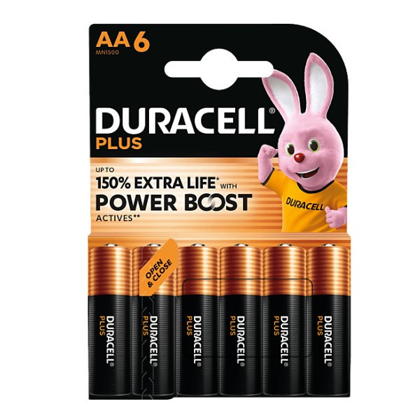 Duracell Plus Power Boost 150% Extra Life Pilas alcalinas AA / MN1500 / LR06 (6 unidades) ADU00395 - 1