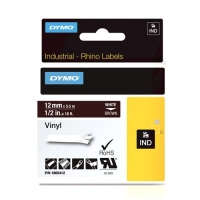 Dymo 1805412 IND Rhino cinta vinilo blanco sobre marrón 12 mm (original) 1805412 088658