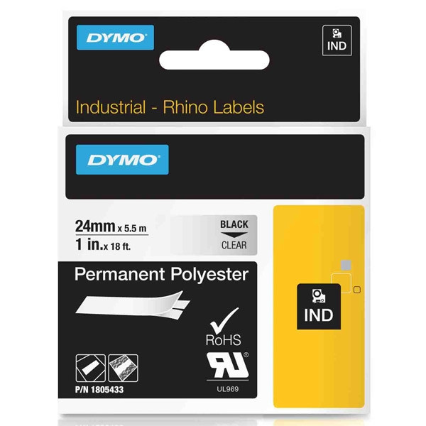 Dymo 1805433 IND Rhino cinta permanente poliéster transparente 24 mm (original) 1805433 088682 - 1