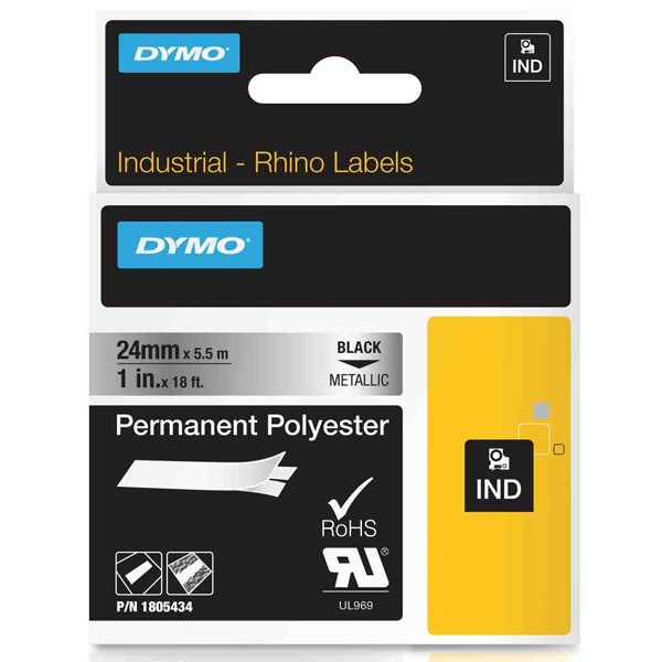 Dymo 1805434 IND Rhino cinta permanente poliéster metálica 24 mm (original) 1805434 088692 - 1