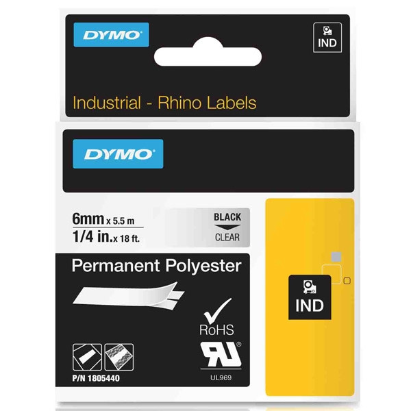 Dymo 1805440 IND Rhino cinta permanente poliéster transparente 6 mm (original) 1805440 088674 - 1