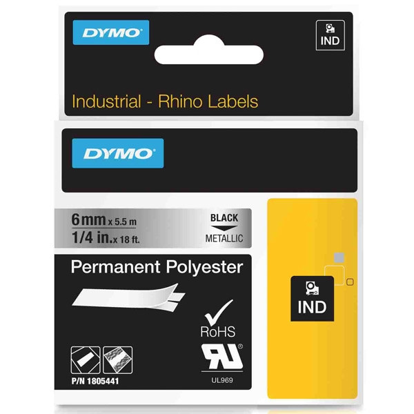 Dymo 1805441 IND Rhino cinta permanente poliéster metálica 6 mm (original) 1805441 088684 - 1
